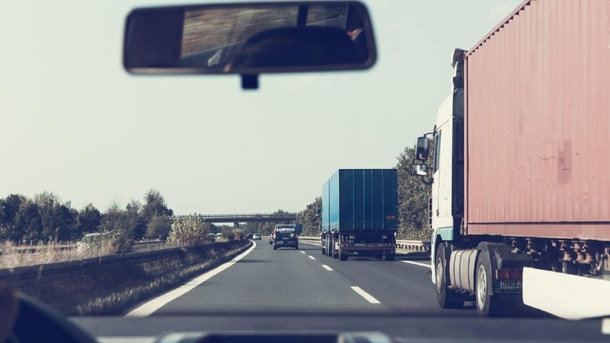 Vehicles Driving On The Interstate Stock Photo